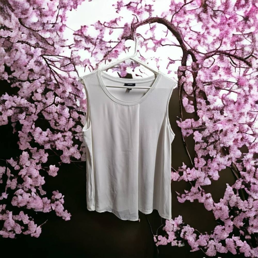 Alfani Modern Geo Sleeveless Top Soft White XLarge